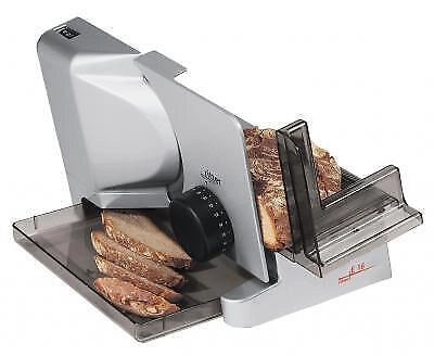 Ritter E 16 Affettatrice elettrica compatta in metallo con motore ECO 65 W lama dentata da 17 cm regolazione continua fino a 20 mm colore argento metallico