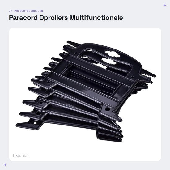 Paracord-oproller multifunzionale - 5 pezzi - Wikkelaar multifunzionale - Organizzatore di cavi - Adatto per cinghie - 19 cm x 14,5 cm - Organizzatore di cinghie
