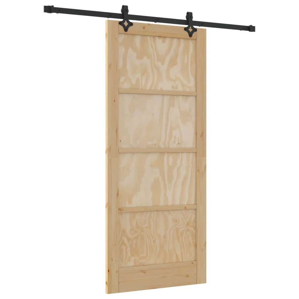 Porta scorrevole Naturale e Nero 86 x 198,5 cm