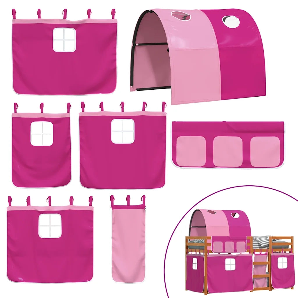 Letto a Castello senza Materasso Rosa 80x200 cm Legno di Pino