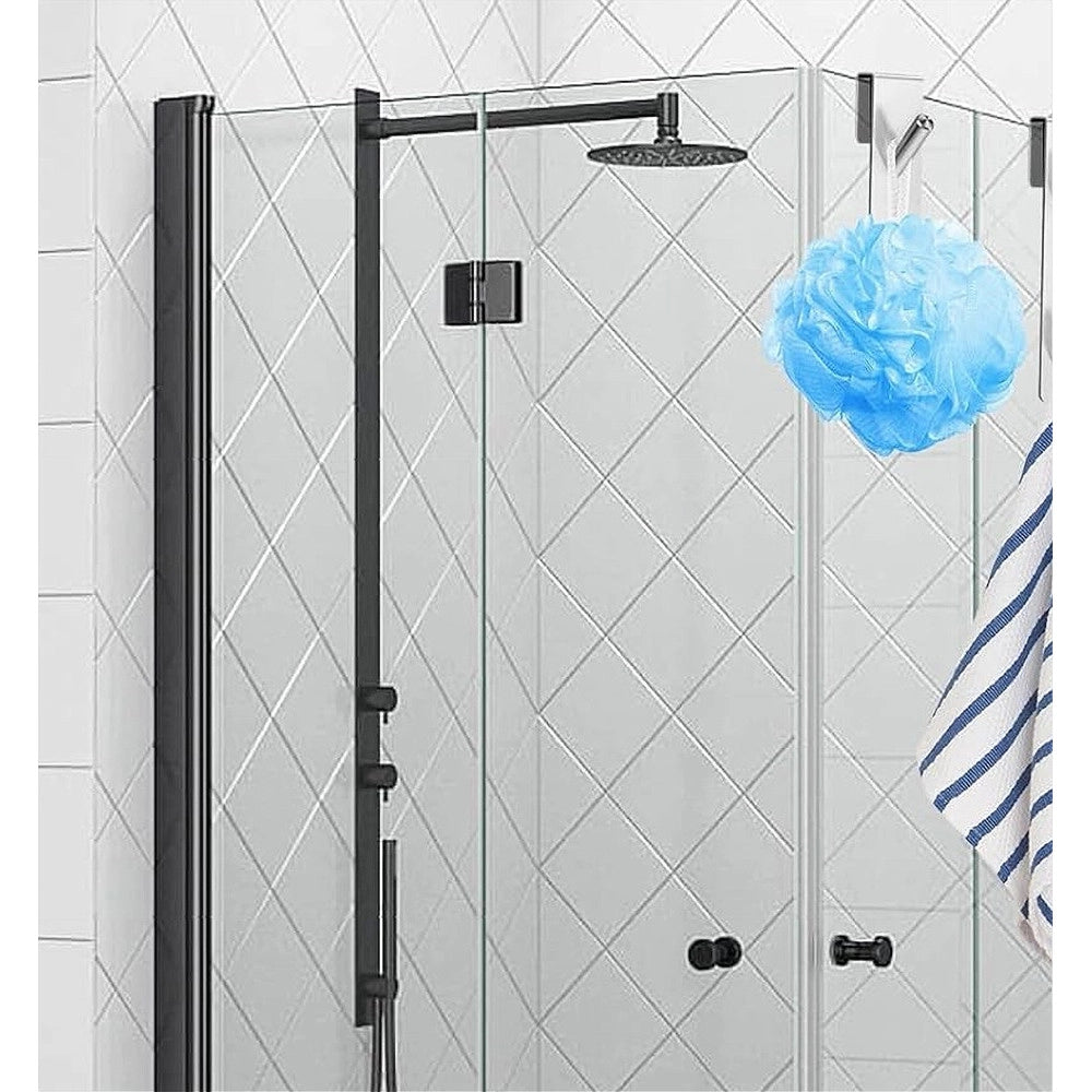 Trade Shop - Gancio Doppio Per Porta Box Doccia Per Appendere Asciugamani Bagno 4x18 Cm 87766 -