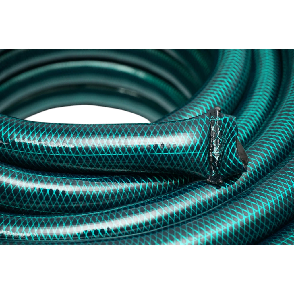 Tubo da giardino in PVC verde da 1 pollice (25,4 mm), barra PN4 con inserto tessile intrecciato, rotolo da 50 m