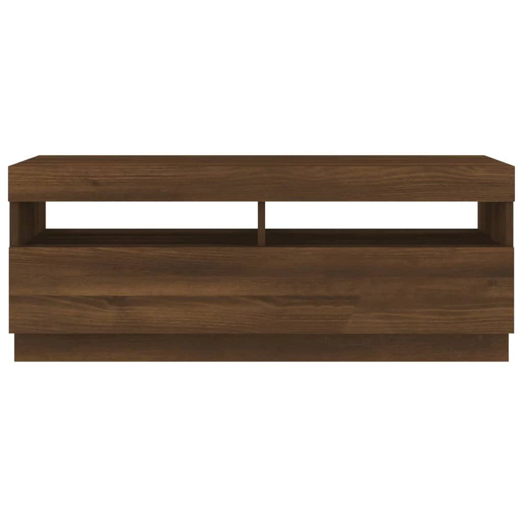Mobile TV multimediale scaffale TV credenza mobile TV per sala da pranzo soggiorno camera da letto con luci LED rovere 100 x 35 x 40 cm marrone 02_0026664
