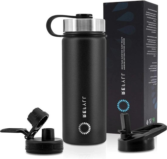 Termos 500ml con chiusura a riettes per attività all'aperto - Ideale per camminate, fitness, bicicletta, ufficio, scuola - Incluso sportello di sport e coperchio a riettes