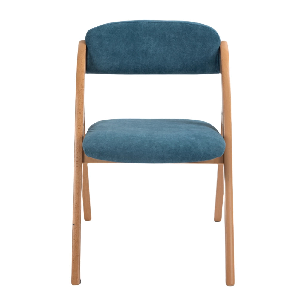 SEDIA Pieghevole Imbottita Set da 2 Blu in Legno massello