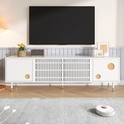 Mobile TV con Ante in Legno Massello e Decoro Oro ¨C MINIMAL ¨C Bianco/Nero