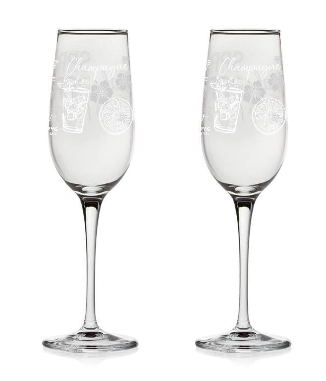 Set 2 Calici Flute Krizia Drink Bar in Vetro Cerve
