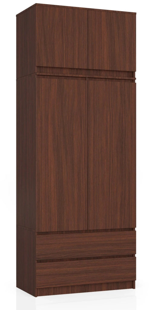 Armadio AKORD S90 con sopralzo Wengé 90 cm 2 ante 2 cassetti 90x51x234 cm