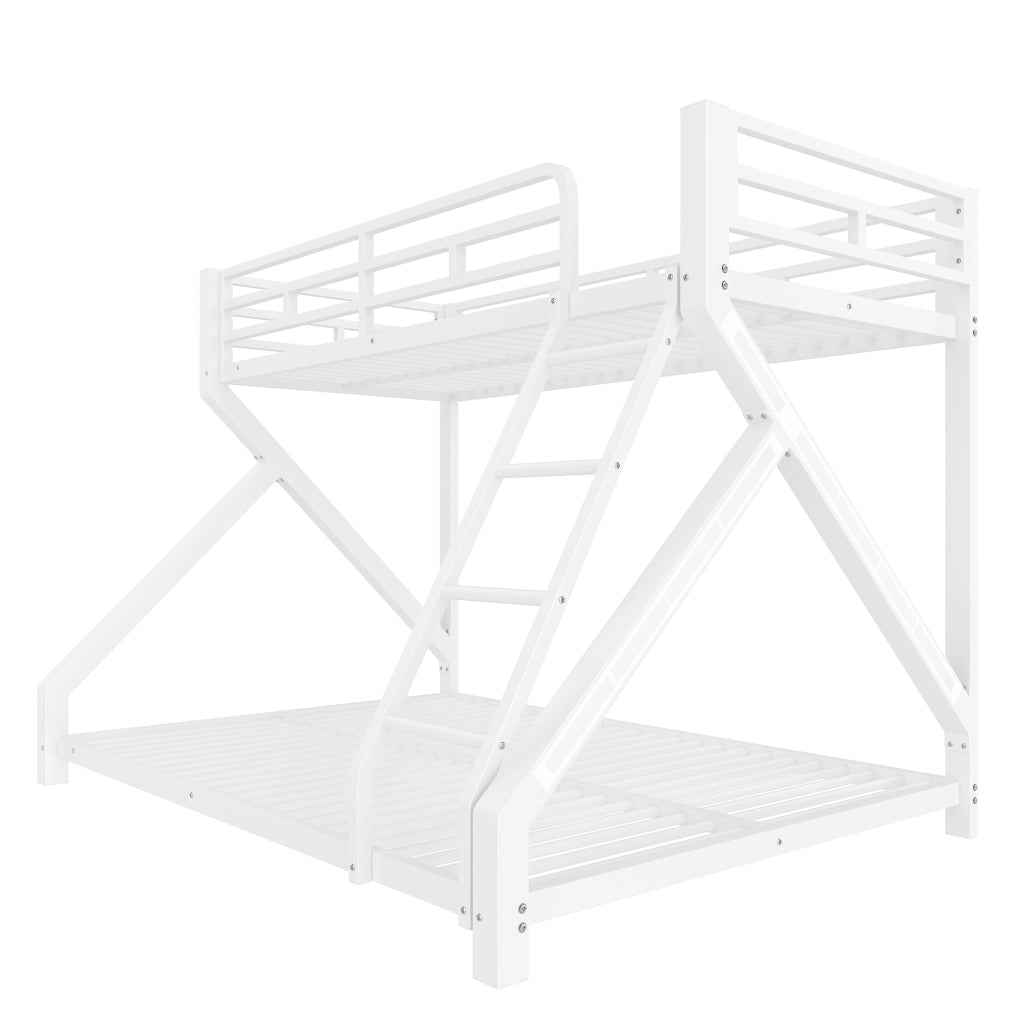 Letto a Castello 90 x 200 cm e 140 x 200 cm; con LED; in Metallo; Bianco