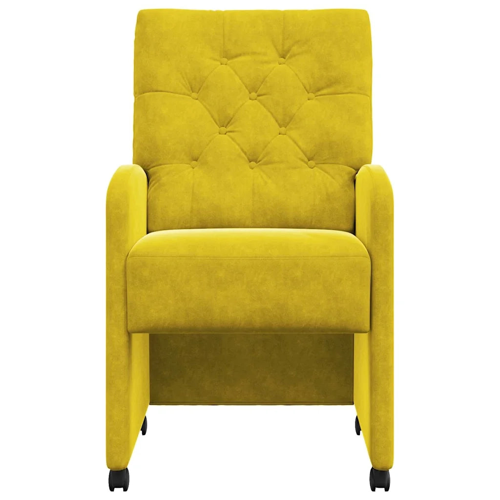 Sedie da Pranzo con Ruote 2 pcs Giallo 58 x 67 x 97 cm Velluto 42017872