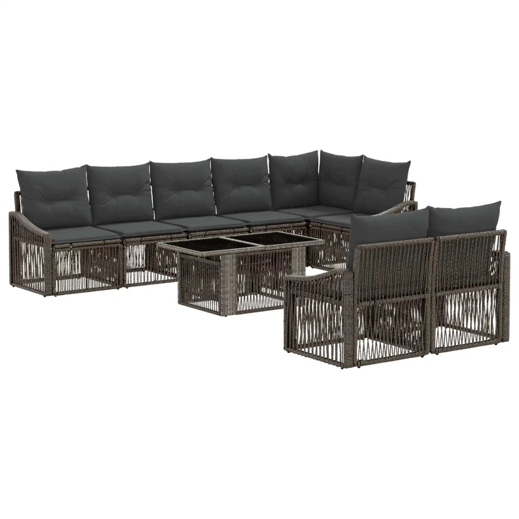Set Divano da Giardino 9 pz Grigio e Grigio Scuro polyrattan 3437279