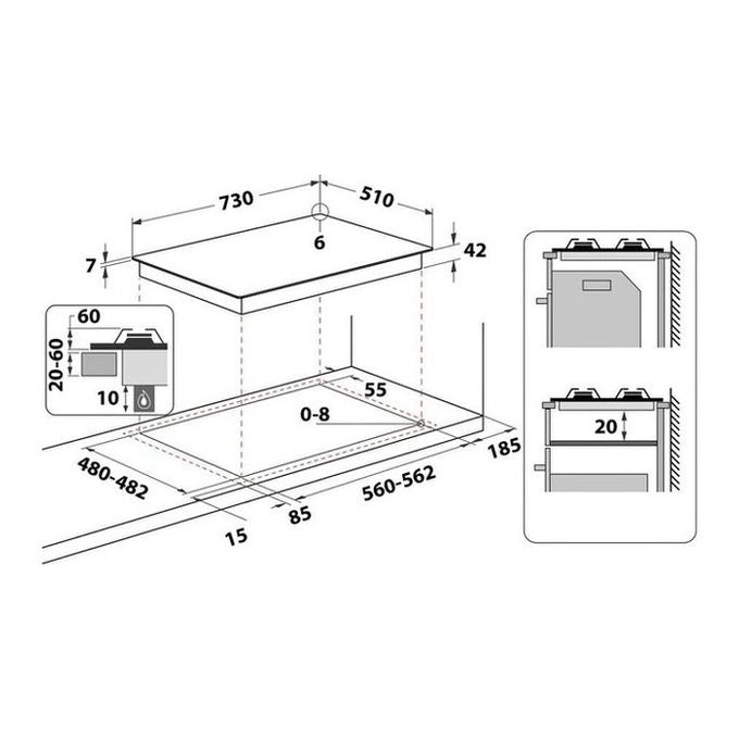 Whirlpool Piano cottura a gas - GOA 7523/WH