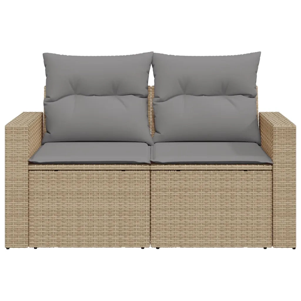 Divano da Giardino con Cuscini a 2 Posti Beige in Polyrattan