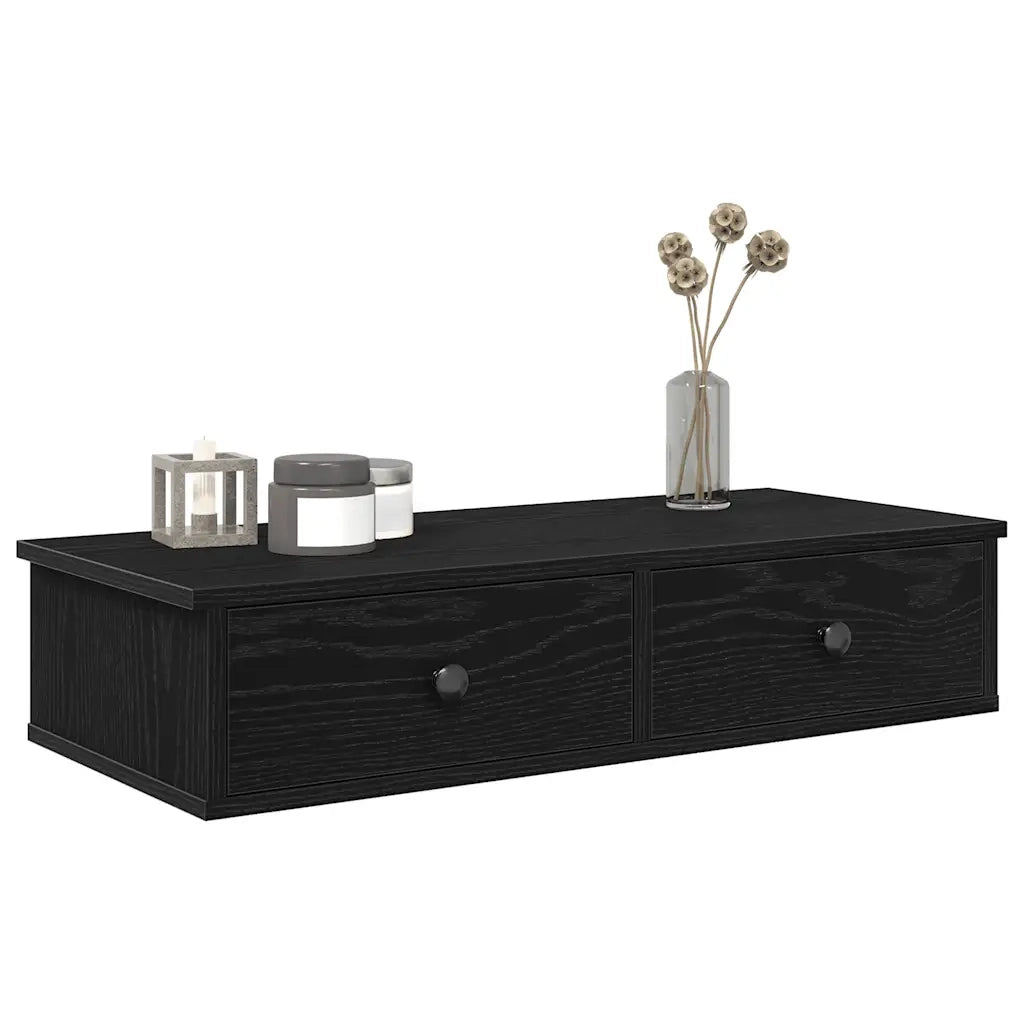 vidaXL Scaffale a Parete con Cassetti Nero 80x31x17 cm in Truciolato