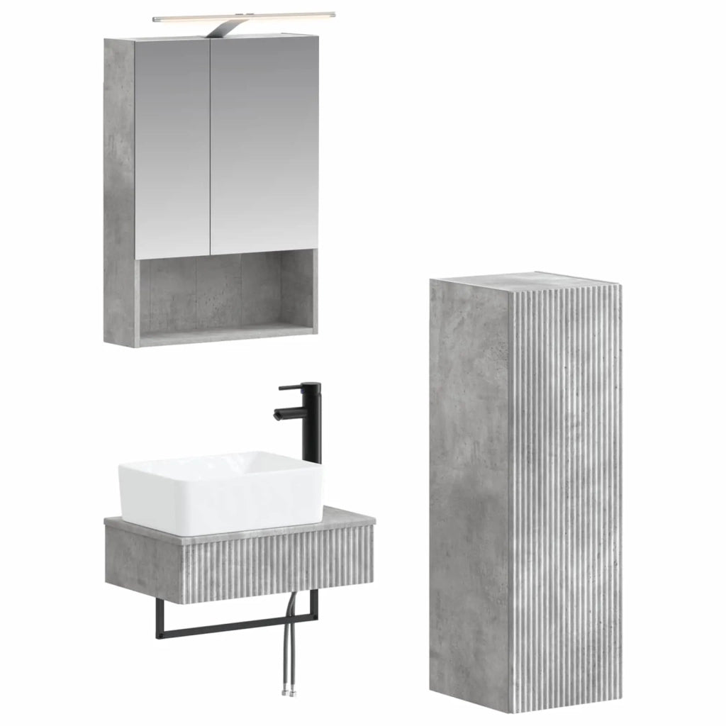 Set di Armadi da Bagno 4 pcs Grigio Cemento 50 x 14,5 x 70 cm 3407394