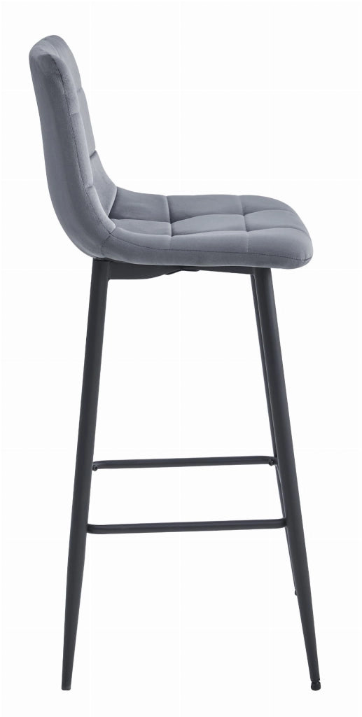 Sgabello Valora TEOTO in velluto grigio scuro con gambe nere per cucina x3