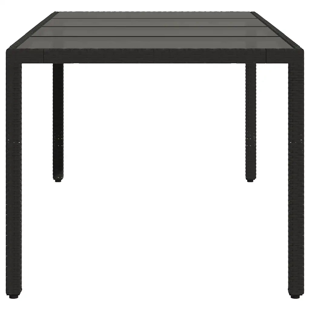 Tavolo da Giardino | Tavolino da esterno Piano in Vetro Nero 190x90x75 cm Polyrattan
