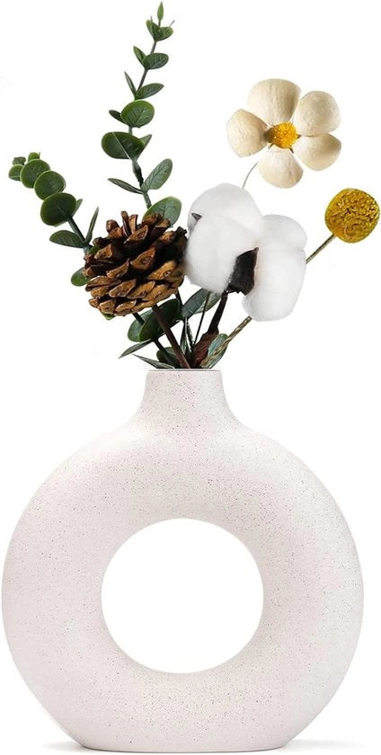 Vaso ceramico donut per arredamento moderno con minimalismo boho scandinavo neutrale - grande