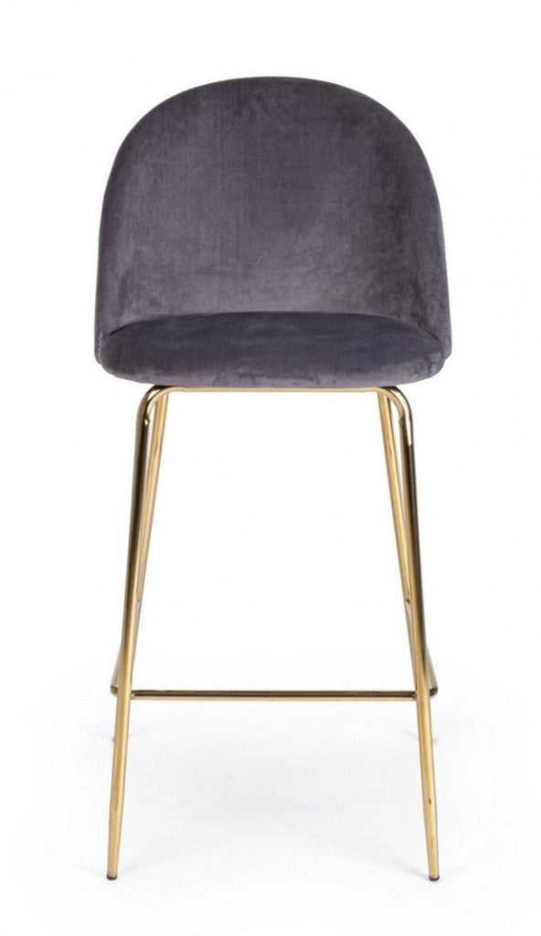 Set 2 Sgabelli Bar 51x55x105h cm Carry Velluto Grigio Scuro