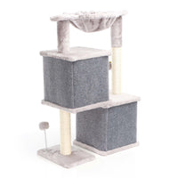 Fudajo Albero tiragraffi grigio con sisal 81cm Con 2 nicchie chiuse Casette Per gatti