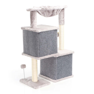 Fudajo Albero tiragraffi grigio con sisal 81cm Con 2 nicchie chiuse Casette Per gatti