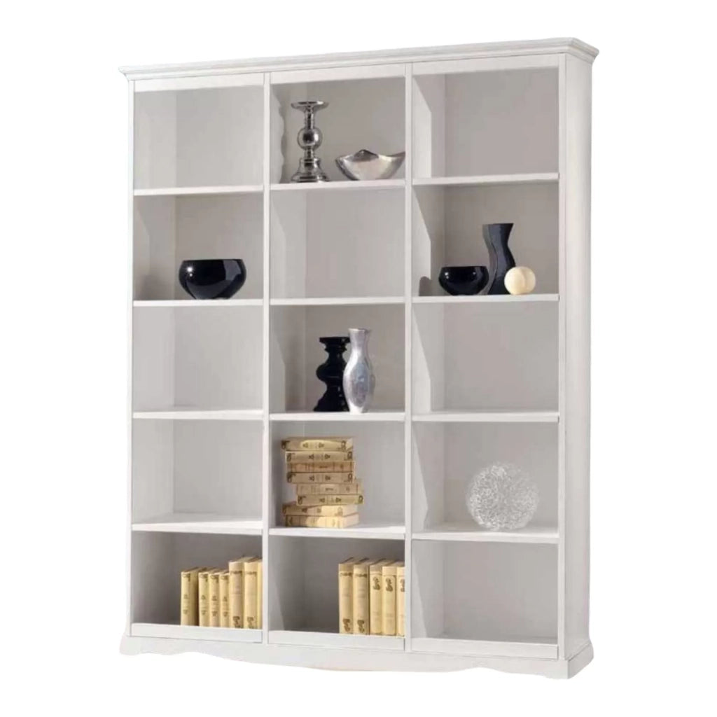 Libreria a giorno classica legno bianco 156x38x205 - Mobili 2G
