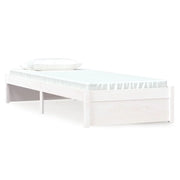 Letto singolo | Letto per adulti | Giroletto Bianco in Legno Massello 75x190 cm Small Single