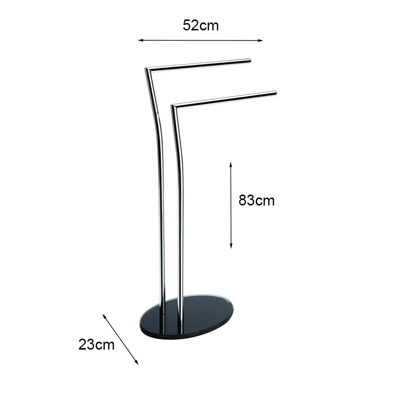 Piantana porta salviette in metallo cromato con base in vetro nera