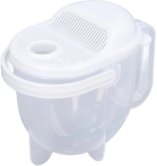 Lavastiratrice per riso con coperchio di scarico - ciotola per lavaggio riso - set di filtrazione alimentare - setaccio fine - materiale ABS resistente agli urti - progetto di maniglia di supporto - set di filtrazione alimentare