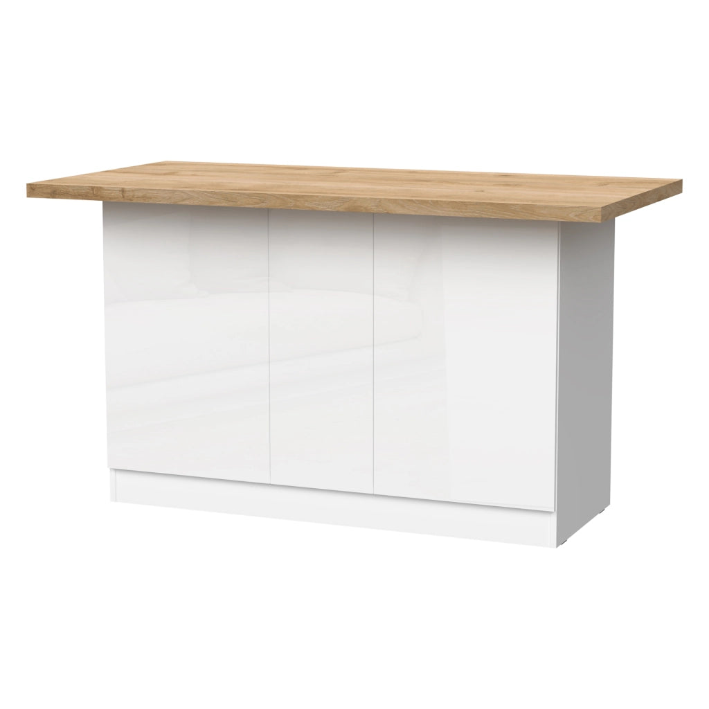 Mobile Dispensa Migani, Isola da Cucina 3 Ripiani Made in Italy, 160x80x90h cm Bianco Lucido