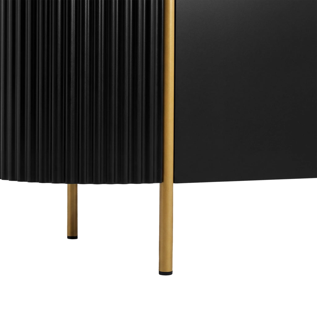 Mobile TV 180x38x46 cm con 6 ante e passacavi in MDF nero