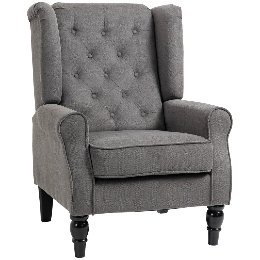 POLTRONA Relax con Schienale Alto 74x86x102 cm Poliestere Grigio Scuro