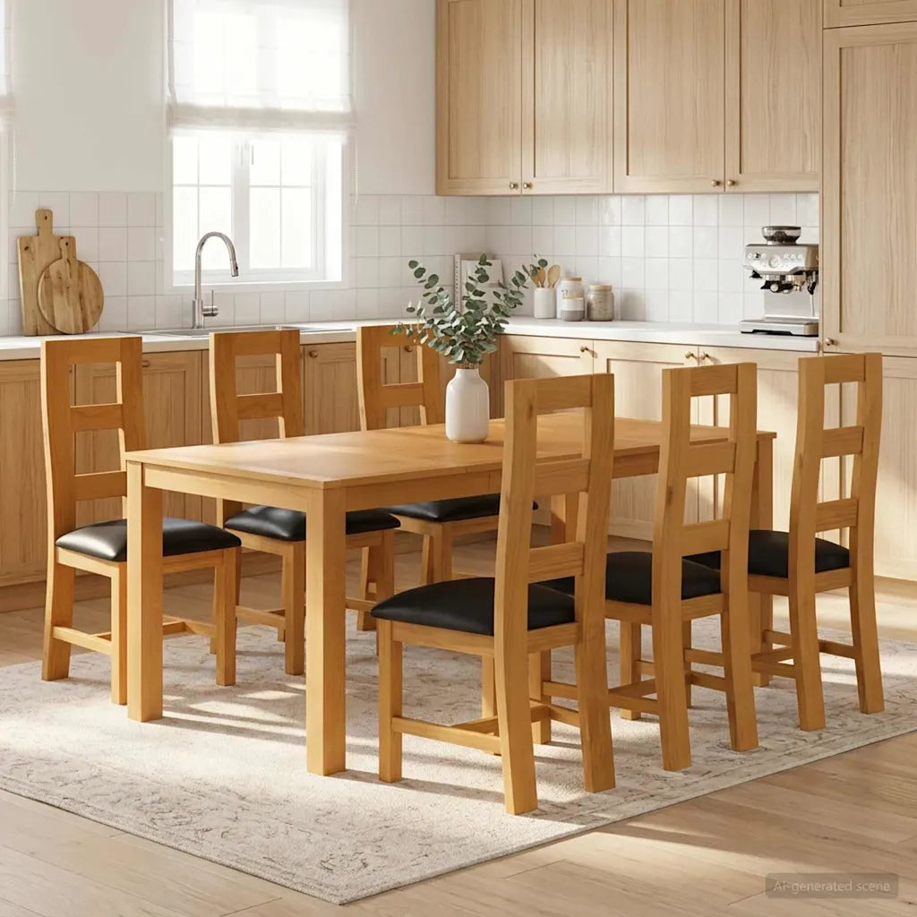 Set da pranzo 7 pz Nero Legno di Quercia Massello 3430397