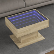 Tavolino Salotto con LED-Tavolino da soggiorno-Tavolo Rovere Sonoma 70x50x45 cm Multistrato