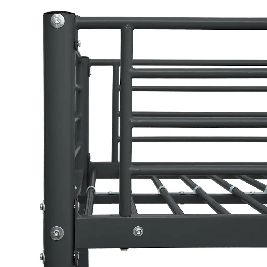 Letto singolo | Letto per adulti | Letto a Castello Nero in Metallo 90x200 cm