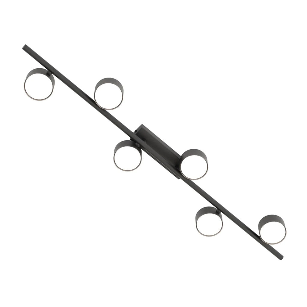 Plafoniera Moderna Apollo Acciaio Nero 6 Luci Gx53 Ip20