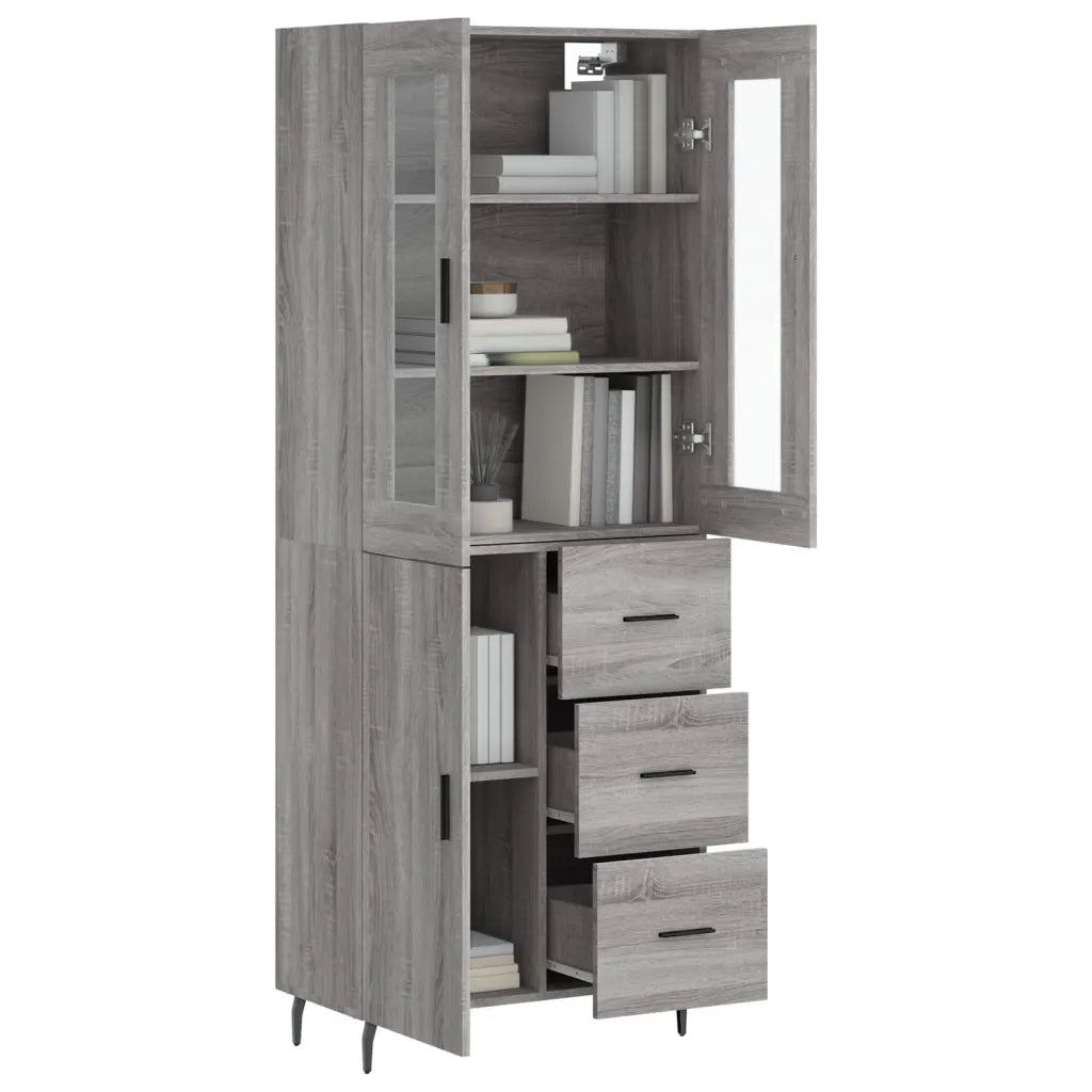 Credenza | Madia | Buffet da pranzo | Armadio da pranzo Grigio Sonoma 69,5x34x180 cm in Legno Multistrato