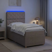 Letto Box Spring LED con Materasso Tortora 80 x 200 cm Tessuto 3455738