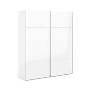 Guardaroba 2 ante London, Mobile camera da letto, Cabina armadio portabiti, Armadio appendiabiti, 182x62 h220 cm, Bianco lucido