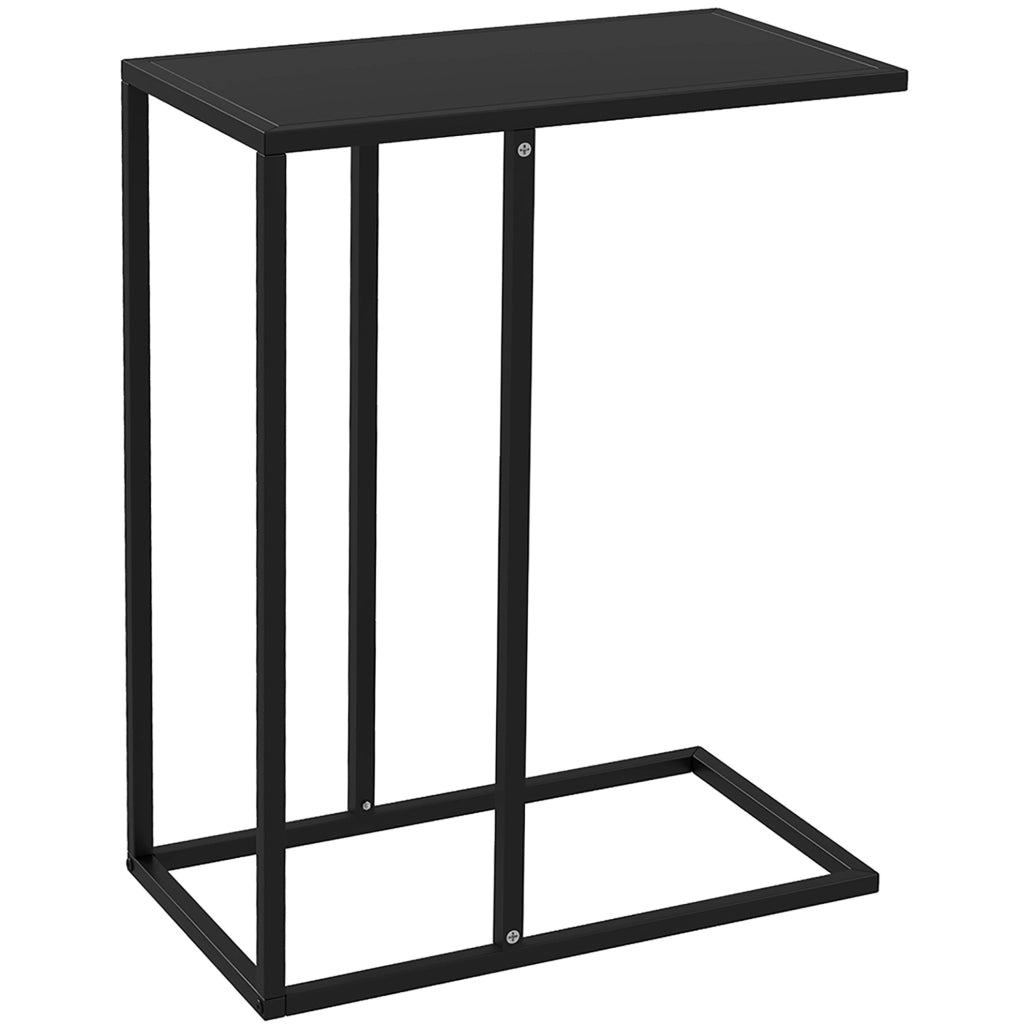 Tavolino laterale ULEVR a C 46x26x60 cm in acciaio nero, supporto per laptop e divano