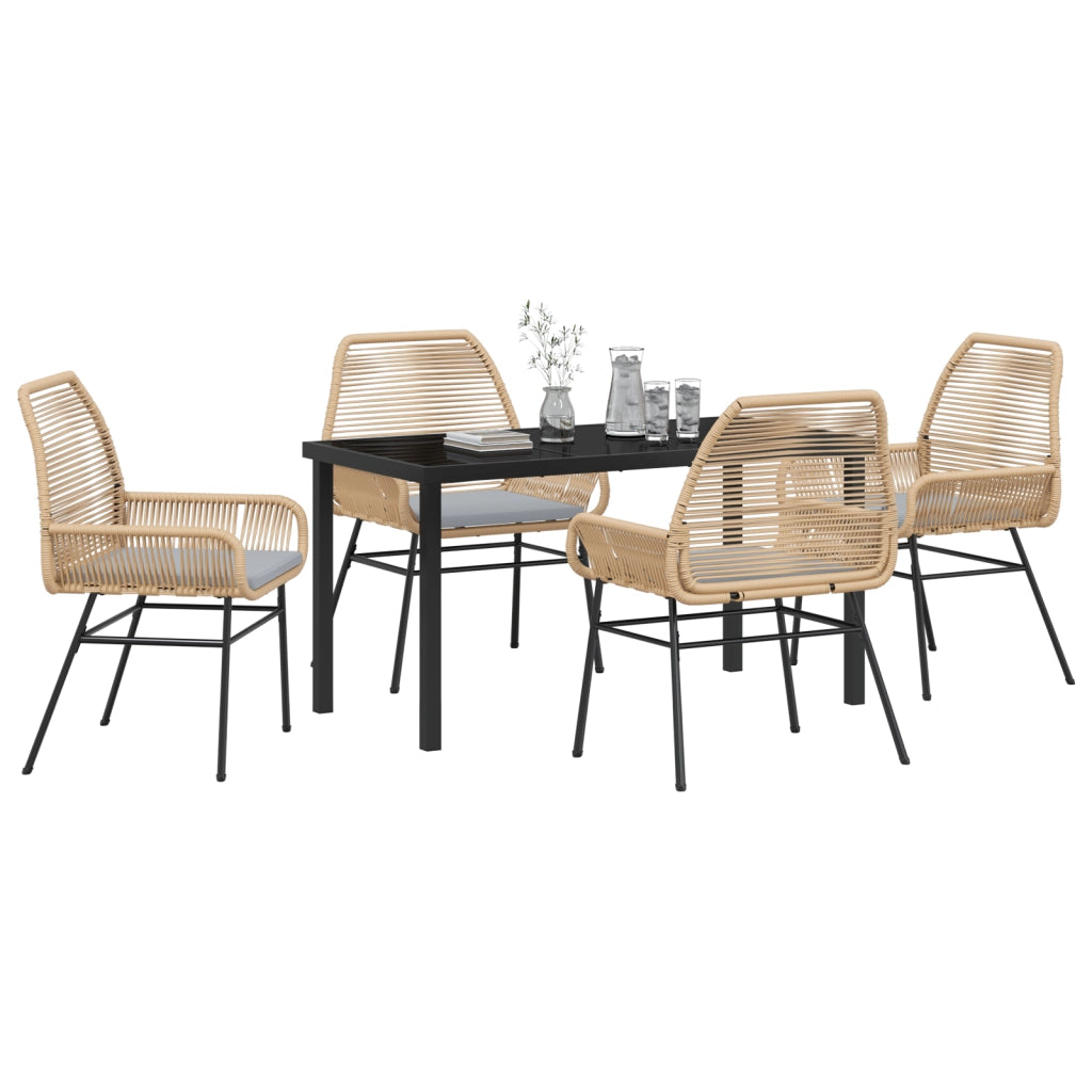 Set da pranzo da giardino 5 pezzi con cuscini Marrone Polyrattan