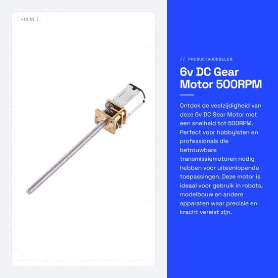 Motore a ingranaggi 6V - 30/60/100/150/200/300/400/500 giri/min - Filo di uscita M3 - 55mm Asse - Motore a commutazione - Adatto a diverse applicazioni - Motore di trasmissione