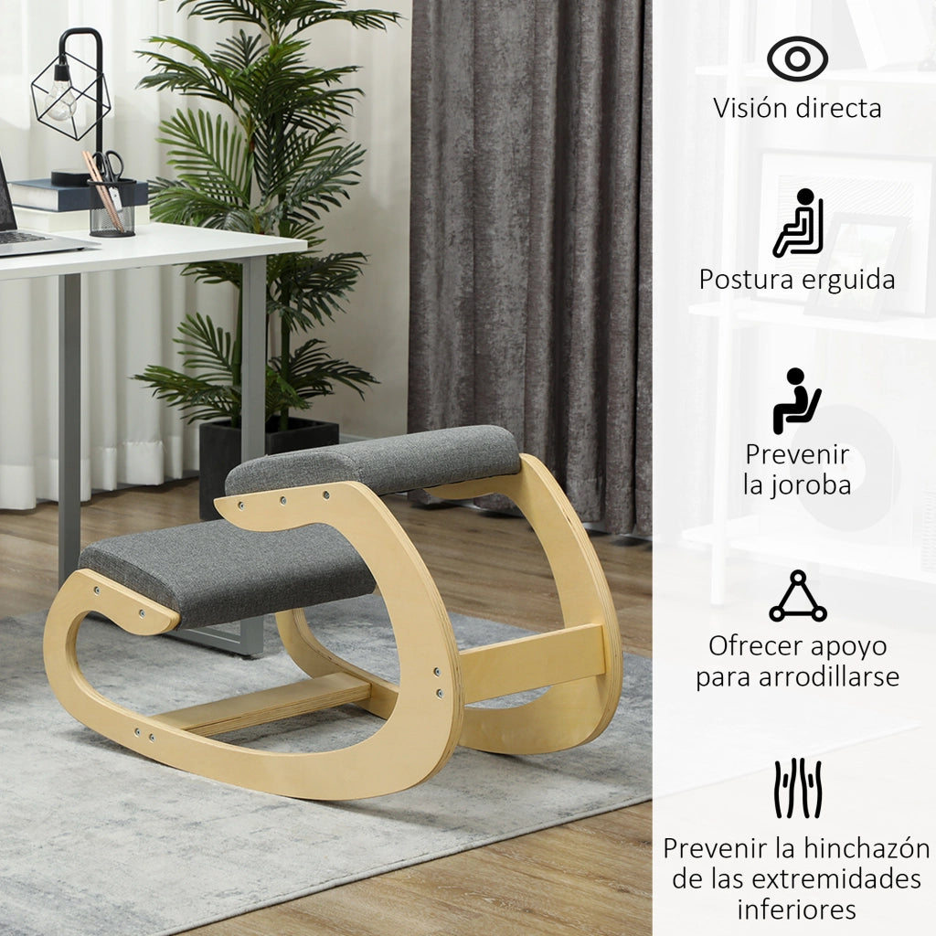 Sedia Ergonomica da Ginocchio ¨C zephmum ¨C Legno Grigio 55x85x55
