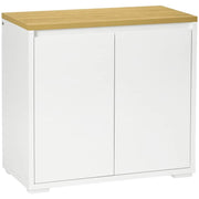 MOBILE MULTIUSO CON ARMADIETTO A 2 LIVELLI IN TRUCIOLATO E RIPIANO REGOLABILE, 80X37X75CM