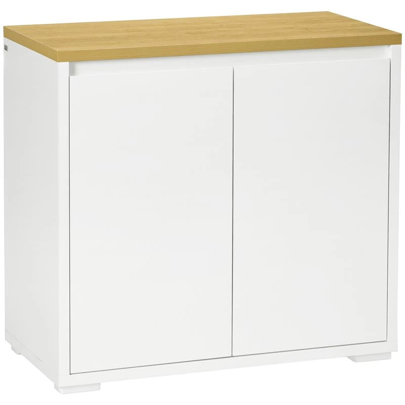 MOBILE MULTIUSO CON ARMADIETTO A 2 LIVELLI IN TRUCIOLATO E RIPIANO REGOLABILE, 80X37X75CM