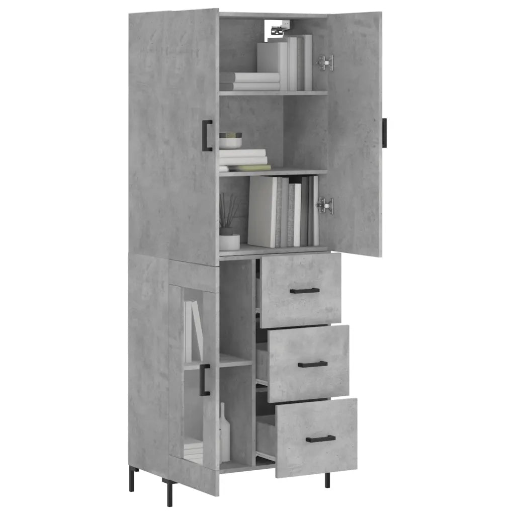 Credenza-Buffet-Armadio da cucina Grigio Cemento 69,5x34x180 cm in Legno Multistrato 809395