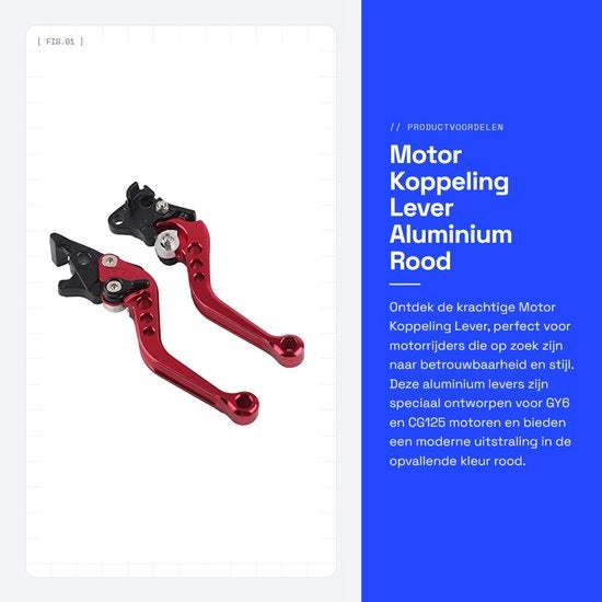 Koppelinghevel in Alluminio - Adatto per GY6 - 22mm / 7/8 Pollici - Remhevel - Regolabile - Leggero - Maggiore Sicurezza di Guida - Hevel per Motocicletta