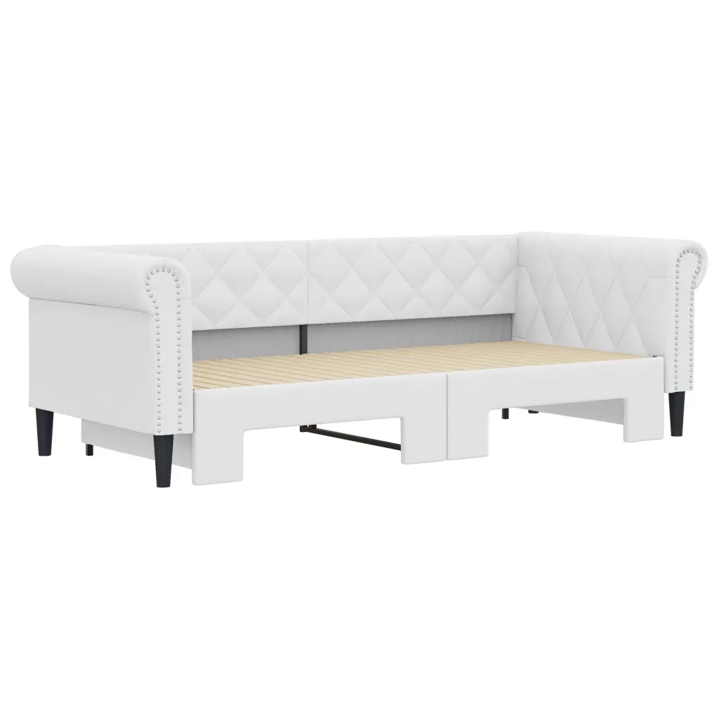 Divano Letto con Letto Estraibile-Sofa Letto-Daybed Bianco 90x200cm in Similpelle