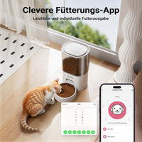 Fudajo Mangiatoia e abbeveratoio automatico per cani e gatti, distributore automatico di cibo da 3 litri e abbeveratoio da 2,5 litri, controllo mangime via app, colore bianco
