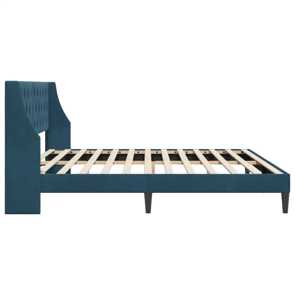 Struttura del letto con testiera Blu 180 x 200 cm Velluto